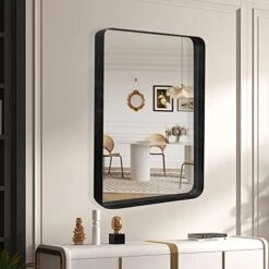 AIXI HOME 22 X 30 Inch Black Bathroom Wall Mirror With Black Metal Frame & Rounded Corner Decorative Rectangular Wall Mounted Hangs Farmhouse Mirror For Vanity Home Decor (Horizontal/Vertical) -Songmics Furniture Shop 417DHMAQ5qL. AC
