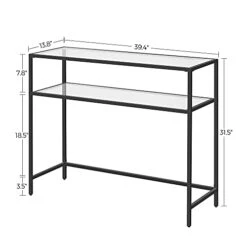 VASAGLE 39.4 Inch Console Sofa Table, Modern Entryway Table, Tempered Glass Table, Metal Frame, 2 Shelves, Adjustable Feet, For Living Room, Hallway, Black ULGT025B01 -Songmics Furniture Shop 417EzF6d5EL