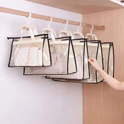 5 Pack Clear Tote Bag, Handbag Organizer PVC Transparent Anti-dust Cover Bag For Hanging Closet With Zipper And Handle Space-Saving Storage Bag (Color : Beige, Size : XXL) -Songmics Furniture Shop 417OJWmI0KL