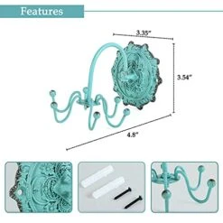 NIKKY HOME Wall Mounted Hooks Jewelry Organizer Rustic Hanging Vintage Decorative Shabby Chic Jewelry Storage Display Hanger For Necklace, Earrings, Rings, Belt, Hat, Gift For Women Girl Lady, Green 9 NIKKY HOME Wall Mounted Hooks Jewelry Organizer Rustic Hanging Vintage Decorative Shabby Chic Jewelry Storage Display Hanger For Necklace, Earrings, Rings, Belt, Hat, Gift For Women Girl Lady, Green -Songmics Furniture Shop 417PrKnT4AL