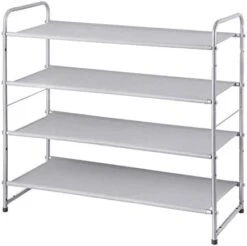 Simple Trending 3-Tier Stackable Shoe Rack, Expandable & Adjustable Fabric Shoe Shelf Storage Organizer, Black -Songmics Furniture Shop 417So2jXjrL. AC