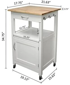 EHemco Kitchen Island Cart On Wheels With Drawer, Storage Cabinet, Shelf And Natural Solid Hardwood Top, White Base 12 EHemco Kitchen Island Cart On Wheels With Drawer, Storage Cabinet, Shelf And Natural Solid Hardwood Top, White Base -Songmics Furniture Shop 417TFiEMuML