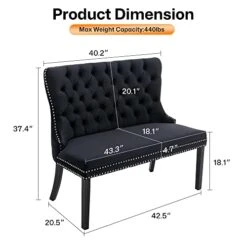 Civama Velvet Loveseat Settee, Nikki Collection Modern Dining Chair, Upholstered Contemporary Banquette Bench With Back, Button Tufted Comfy Accent Sofa Couch With Solid Wood Legs, Black -Songmics Furniture Shop 417UYFExJuL