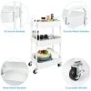 3-Tier Rolling Utility Cart With Caster Wheels,Easy Assembly, For Kitchen, Bathroom (White)