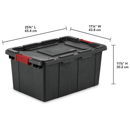 Sterilite 14649006 15 Gallon/57 Liter Industrial Tote, Black Lid & Base W/ Racer Red Latches, 6-Pack 2 Sterilite 14649006 15 Gallon/57 Liter Industrial Tote, Black Lid & Base W/ Racer Red Latches, 6-Pack - Image 2