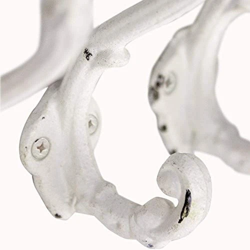 The Metal Magician Wall Mounted Antique Cast Iron Vintage Style Wall Hooks For Coats, Bags, Towels, Hats - (Set Of 3) Distressed White 2 The Metal Magician Wall Mounted Antique Cast Iron Vintage Style Wall Hooks For Coats, Bags, Towels, Hats - (Set Of 3) Distressed White - Image 2