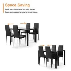SLEERWAY Kitchen Dining Table Set For 4 People, Thickened Tempered Glass Desktop Kitchen Table And 4 Leather Chairs With Cushion, Modern Dining Room Sets For Small Space, 5 Pieces 8 SLEERWAY Kitchen Dining Table Set For 4 People, Thickened Tempered Glass Desktop Kitchen Table And 4 Leather Chairs With Cushion, Modern Dining Room Sets For Small Space, 5 Pieces -Songmics Furniture Shop 417hcBahbnL