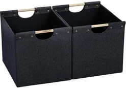 HOONEX Large Foldable Storage Bins, Linen Fabric, 2 Pack, With Wooden Carry Handles And Sturdy Heavy Cardboard, For Home, Office, Car, Nursery, Light Grey -Songmics Furniture Shop 417hvf9qVuL. AC
