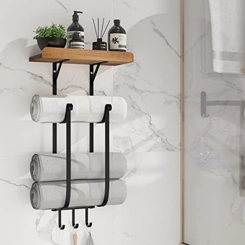 SODUKU Towel Racks For Bathroom Wall Mounted 3 Tier Metal Bath Towel Holder Modern Towel Storage Rack Hand Towel Holder Towel Organizer Or Towel Shelf For Bathroom (Black) 2 SODUKU Towel Racks For Bathroom Wall Mounted 3 Tier Metal Bath Towel Holder Modern Towel Storage Rack Hand Towel Holder Towel Organizer Or Towel Shelf For Bathroom (Black) - Image 2