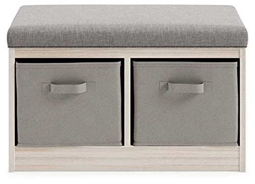 Signature Design By Ashley Blariden Upholstered Storage Bench With Removable Baskets, Gray 4 Signature Design By Ashley Blariden Upholstered Storage Bench With Removable Baskets, Gray - Image 4