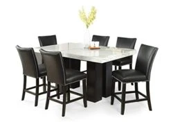 Steve Silver Camila Marble Top Rectangular 7-Piece Counter Height Dining Set - Black