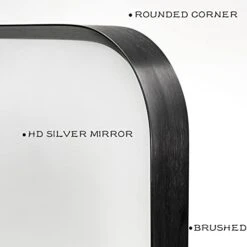 Aldado Black Bathroom Wall Mirror, 24x36 Inch Vanity Mirror, Brushed Matte Black Aluminum Alloy Metal Frame Rounded Corner Rectangular Mirror For Modern Farmhouse Home Decor -Songmics Furniture Shop 417tLaysfrL