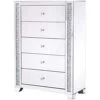 Elegant Decor 34 In. Silver Crystal Mirrored Five Drawer Cabinet