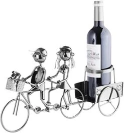 BRUBAKER Wine Bottle Holder Couple On Tandem Bicycle Metal Sculptures And Figurines Decor Wine Racks And Stands Gifts Decoration