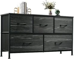 WLIVE Dresser For Bedroom With 5 Drawers, Wide Chest Of Drawers, Fabric Dresser, Storage Organizer Unit With Fabric Bins For Closet, Living Room, Hallway, Nursery, Dark Grey 25 WLIVE Dresser For Bedroom With 5 Drawers, Wide Chest Of Drawers, Fabric Dresser, Storage Organizer Unit With Fabric Bins For Closet, Living Room, Hallway, Nursery, Dark Grey -Songmics Furniture Shop 418 68OqjGL. AC