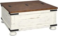 Signature Design By Ashley Wystfield Farmhouse Square Storage Coffee Table With Hinged Lift Top, Distressed White 11 Signature Design By Ashley Wystfield Farmhouse Square Storage Coffee Table With Hinged Lift Top, Distressed White -Songmics Furniture Shop 4181VDL8chL. AC