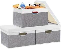 Yawinhe Collapsible Storage Box (1-Pack), 15x9.8x9.8in, Waterproof Storage Basket Bins, With Lids And 2 Handles, For Clothes, Closet Organizers And Storage Containers, Grey, USNK066GL-1 -Songmics Furniture Shop 41852H0PIcL. AC