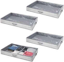 MDesign Soft Fabric Under Bed Storage Organizer Holder Bag For Clothing, Accessories, Linen - Easy-View Top Panel, Attached 2-Way Zippered Lid, Side Handles - 4 Pack - Natural/Cobalt Blue 15 MDesign Soft Fabric Under Bed Storage Organizer Holder Bag For Clothing, Accessories, Linen - Easy-View Top Panel, Attached 2-Way Zippered Lid, Side Handles - 4 Pack - Natural/Cobalt Blue -Songmics Furniture Shop 4186xH7LS L. AC
