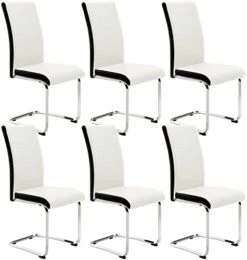 SICOTAS Dining Chairs Set Of 2 - Modern Kitchen Chairs Faux Leather, High Back Dining Room Chairs With Metal Base, Upholstered Dinner Chairs, 2 PCS Armless Side Chair For Dining Room And Kitchen,Black -Songmics Furniture Shop 4187xs1Fp3L. AC