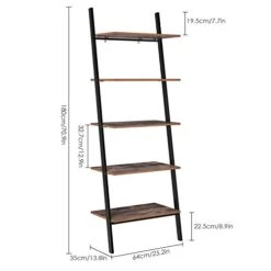 TINKLE WELL 5-Tier Bookshelf, Industrial Leaning Ladder Shelf, Wooden Storage Display Rack For Living Room, Bedroom, Office, Rustic Brown 17 TINKLE WELL 5-Tier Bookshelf, Industrial Leaning Ladder Shelf, Wooden Storage Display Rack For Living Room, Bedroom, Office, Rustic Brown -Songmics Furniture Shop 4189obFKeAL