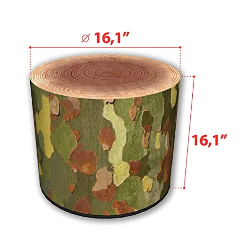 ZTOZZ Round Pouf Indoor - Printed Ottoman Foot Stool For Dining, Living Room Or Bedroom With Removable Cover - Platan Print 3 ZTOZZ Round Pouf Indoor - Printed Ottoman Foot Stool For Dining, Living Room Or Bedroom With Removable Cover - Platan Print - Image 3