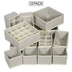 TENABORT 12 Pack Foldable Drawer Organizer Dividers Cloth Storage Box Closet Dresser Organizer Cube Fabric Containers Basket Bins For Underwear Bras Socks Panties Lingeries Nursery Baby Clothes Gray 8 TENABORT 12 Pack Foldable Drawer Organizer Dividers Cloth Storage Box Closet Dresser Organizer Cube Fabric Containers Basket Bins For Underwear Bras Socks Panties Lingeries Nursery Baby Clothes Gray -Songmics Furniture Shop 418EN2EchlL