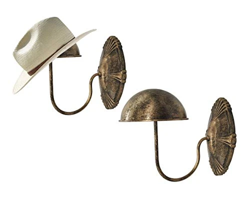 Owlgift Decorative Bronze Metal Vintage Style Wall Mounted Entryway Hat/Cap/Wig Hanger Display Rack - Set Of 2 1 Owlgift Decorative Bronze Metal Vintage Style Wall Mounted Entryway Hat/Cap/Wig Hanger Display Rack - Set Of 2