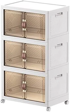 FODISU Stackable Storage Bins With Doors Collapsible Organizers And Storage, 19 Gallon Plastic Storage Bins, 3 Pack Folding Storage Cabinet, Clear Storage Containers With Wheels For Closet Organizer 16 FODISU Stackable Storage Bins With Doors Collapsible Organizers And Storage, 19 Gallon Plastic Storage Bins, 3 Pack Folding Storage Cabinet, Clear Storage Containers With Wheels For Closet Organizer -Songmics Furniture Shop 418FdZyH3vL. AC