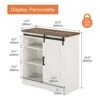WAMPAT Rusitc Farmhouse Accent Buffet Sideboard Serving Console Cabinet Coffee Bar Entryway Table With Sliding Barn Door, Storage Shelves For Home Kitchen Bathroom, 35 Inch, White