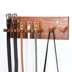 TOXINYUAN Wooden Belt Organizer For Closet, 2-in-1 Belt Hanger And Coat Hooks Organizer Wall Mount, Belt Rack For Men Or Women, Belt Storage, Belt Holder, Closet Belt Display Racks 8 TOXINYUAN Wooden Belt Organizer For Closet, 2-in-1 Belt Hanger And Coat Hooks Organizer Wall Mount, Belt Rack For Men Or Women, Belt Storage, Belt Holder, Closet Belt Display Racks -Songmics Furniture Shop 418KHIW9WIL