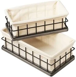 Wood And Wire Baskets With Liners For Organizing - Set Of 2 Sizes - Handcrafted - Decorative Storage Bin For Bathroom, Toilet Paper Storage - New Home Gift - Walnut (11.2"L X 6"W&9.5"L X 4.8"W) 9 Wood And Wire Baskets With Liners For Organizing - Set Of 2 Sizes - Handcrafted - Decorative Storage Bin For Bathroom, Toilet Paper Storage - New Home Gift - Walnut (11.2"L X 6"W&9.5"L X 4.8"W) -Songmics Furniture Shop 418NslIIijL. AC