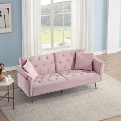 AOCOROE 69.7" Loveseat Couch, Futon Sofa Bed Day Bed With Tufting.Twin Size Convertible Small Velvet Futon Couch Sleep For Small Living Room, Apartment, No Mattress Needed. -Songmics Furniture Shop 418Q8ooSKtL