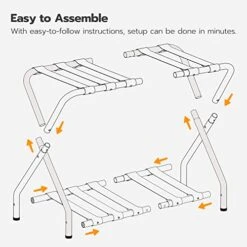 HOOBRO Folding Luggage Racks Set Of 2, Double Tiers Suitcase Stand For Guest Room, 27 X 15.3 X 22 Inches, Metal Luggage Holder With Shoe Shelf, Space Saving, Bedroom, Hotel, Black BK03XLP201G2 -Songmics Furniture Shop 418QuRaudmL