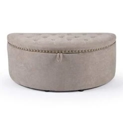 NOBPEINT Half Moon Modern Storage Ottoman Bench, Upholstered Bed End Bench Storage Chest, Gray -Songmics Furniture Shop 418SHdN8SPL