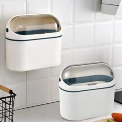 LALASTAR Desktop Trash Can With Lid, Mini Trash Can For Desk, Small Office Countertop Garbage Can, Mountable Tiny Wastebasket For RV, Dorm, Freezer, Laundry And More (Blue) -Songmics Furniture Shop 418UbYfteVL 1