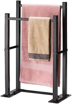 ZCDCP Towel Rack Freestanding Black 2 Tier Free Standing Towel Rack For Bathroom Display Rack Large Bath Towel Large Pool Towel Rack Outdoor Towel -Songmics Furniture Shop 418VN27w7iL. AC