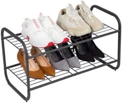 MAX Houser 2-Tier Metal Shoe Rack, Free Standing Shoe Storage Organizer, Wire Grid Shoe Tower For Closet Bedroom, Entryway, Gunmetal -Songmics Furniture Shop 418XUemZO5L. AC