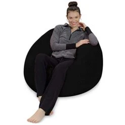 Sofa Sack - Plush, Ultra Soft Bean Bag Chair - Memory Foam Bean Bag Chair With Microsuede Cover - Stuffed Foam Filled Furniture And Accessories For Dorm Room - Black 3'