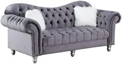 Morden Fort Velvet Chesterfield Chair, 45" W Classic Upholstery Armchair, Tufted Accent Chairs For Living Room Furniture, Beige -Songmics Furniture Shop 418ZCMdvbXS. AC