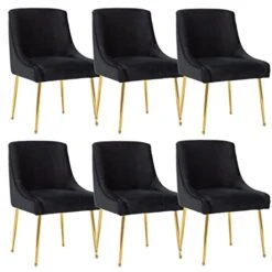 Guyou Kitchen & Dining Room Chairs Set Of 6, Black Velvet Dining Chairs Upholstered Accent Chairs Side Chairs For Kitchen Dining Room Living Room Bedroom (Black)