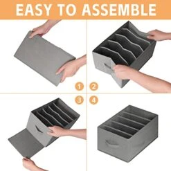 Criusia Large Wardrobe Clothes Organizer, 3 Pack Closet Organizers And Storage With Handles, Foldable Fabric Drawer Organizers Dividers For Clothing, Jeans, Sweater, Bras (14.2X9.8X7.9, 17 Grids, Grey) 7 Criusia Large Wardrobe Clothes Organizer, 3 Pack Closet Organizers And Storage With Handles, Foldable Fabric Drawer Organizers Dividers For Clothing, Jeans, Sweater, Bras (14.2X9.8X7.9, 17 Grids, Grey) -Songmics Furniture Shop 418mlXauLdL