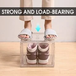 BBYB Shoe Box,Drop Front Shoe Box,Clear Plastic Stackable Storage Bins,Magnetic Transparent Door Clear Storage Bins 3pack (Large, E-Clear) -Songmics Furniture Shop 418o9hk2J7L