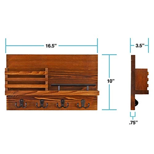 Ripple Creek Key Holder For Wall And Mail Shelf - Decorative Wooden Wall Organizer Rack For Keys, Letters, Bills - Pine Wood Unique Rustic And Industrial Decor - Perfect For Entryway, Kitchen 5 Ripple Creek Key Holder For Wall And Mail Shelf - Decorative Wooden Wall Organizer Rack For Keys, Letters, Bills - Pine Wood Unique Rustic And Industrial Decor - Perfect For Entryway, Kitchen - Image 5