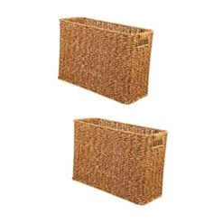 STOBOK 2 Pcs Storage Basket Utensil Tray Kids Basket Woven Tray Woven Storage Bin Woven Nesting Bin Woven Magazine Holder Book Storage Basket Sundries Organizing Basket Display Basket