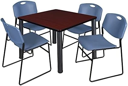 Kee 36" Square Breakroom Table- Cherry/ Black & 4 Zeng Stack Chairs- Black 10 Kee 36" Square Breakroom Table- Cherry/ Black & 4 Zeng Stack Chairs- Black - Image 10