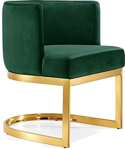 Meridian Furniture Gianna Collection Modern | Contemporary Velvet Upholstered Dining Chair With Polished Gold Metal Frame, 24" W X 22" D X 29.5" H, Black 8 Meridian Furniture Gianna Collection Modern | Contemporary Velvet Upholstered Dining Chair With Polished Gold Metal Frame, 24" W X 22" D X 29.5" H, Black - Image 8