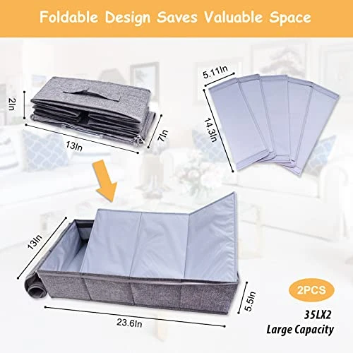 GDV Under Bed Storage,2Pcs Clear Panel Under Bed Shoe Storage, With Zipper Underbed Storage Containers Bin And W/Reinforced Handle Under Bed Storage Organizer Box,For Clothing,Pillows 2 GDV Under Bed Storage,2Pcs Clear Panel Under Bed Shoe Storage, With Zipper Underbed Storage Containers Bin And W/Reinforced Handle Under Bed Storage Organizer Box,For Clothing,Pillows - Image 2