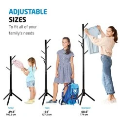 ZOBER Coat Rack Freestanding - Wooden 6 Hanger Clothing Rack With Modern Hooks For Bag, Hat, Jacket, Purse, Umbrella - Standing Hat Rack Coat Hanger For Entryway - Black -Songmics Furniture Shop 4198hsZ1uqL