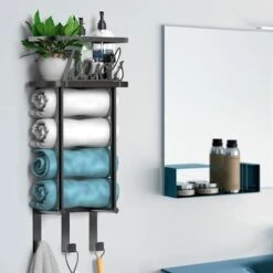 YOYONG Towel Racks For Bathroom Wall Mounted, Metal Towel Holder For Bathroom Towel Storage Wall Towel Rack Shelf For Rolled Towels Bathroom Organizer (Small) 13 YOYONG Towel Racks For Bathroom Wall Mounted, Metal Towel Holder For Bathroom Towel Storage Wall Towel Rack Shelf For Rolled Towels Bathroom Organizer (Small) -Songmics Furniture Shop 419EQsJVEML. AC