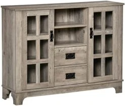 HOMCOM Sideboard Buffet Cabinet, Glass Door Kitchen Cabinet, Coffee Bar Cabinet With Storage Drawers & Adjustable Shelves For Living Room, Gray -Songmics Furniture Shop 419FSHkYsZL. AC